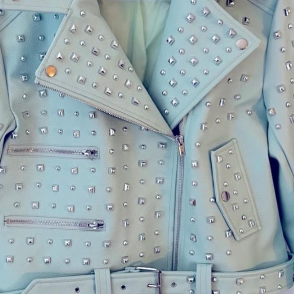 New Akira azalea wang Studded Moto Jacket mint - Picture 5 of 6